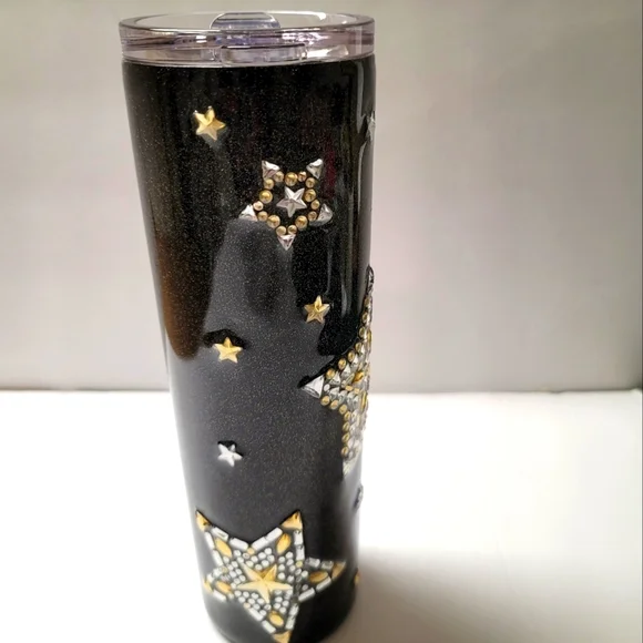 Handmade Black Sparkly Star Tumbler - Picture 7 of 10